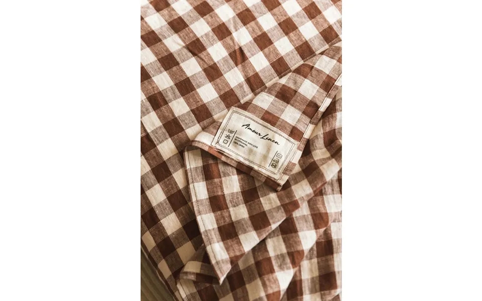 Linen Flat Sheet In Mocha Gingham Size Au Queen