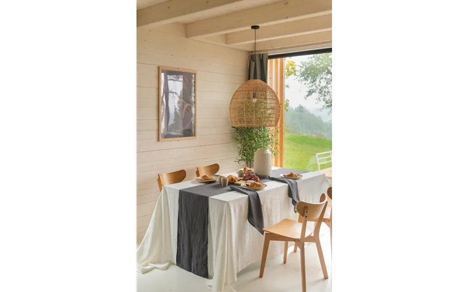 Linen Table Runner In Charcoal Size 50x200 Cm 20x79