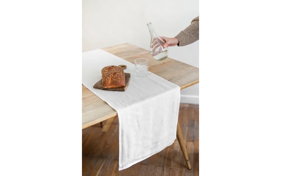 Linen Table Runner In White Size 50x250 Cm 20x98