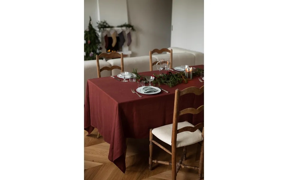 Linen Tablecloth In Terracotta Size 59x79 150x200 Cm