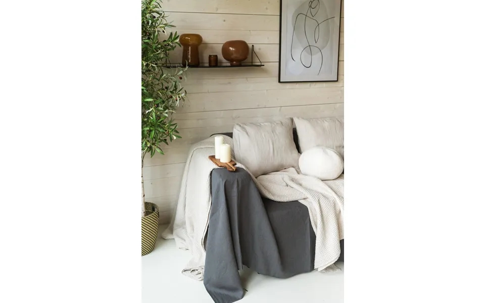 Linen Waffle Blanket In Cream Size Queen 200x220