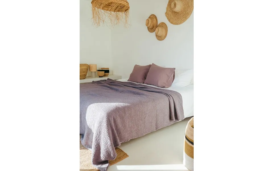 Linen Waffle Blanket In Dusty Lavender Size Queen 200x220