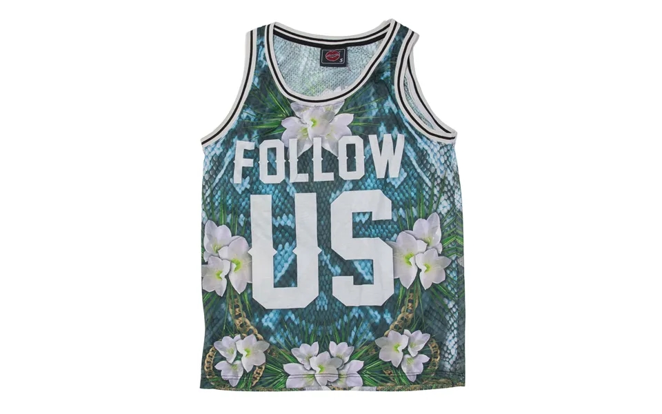 Lips Follow Us Floral Vest Blue Sleeveless Mens S
