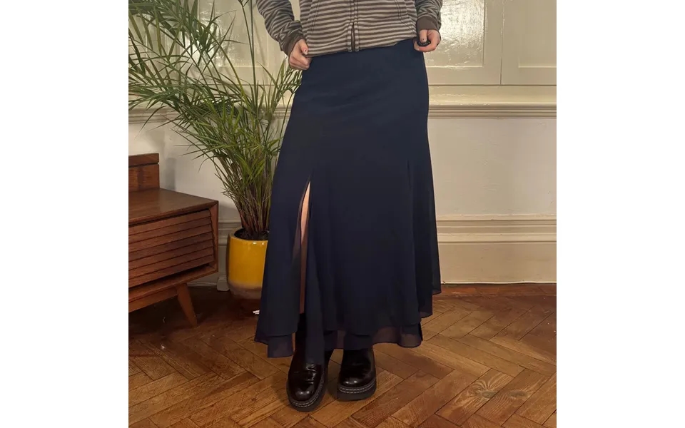 Mario Pucci Cecconi Maxi Skirt - 28w Uk 8 Navy Polyester