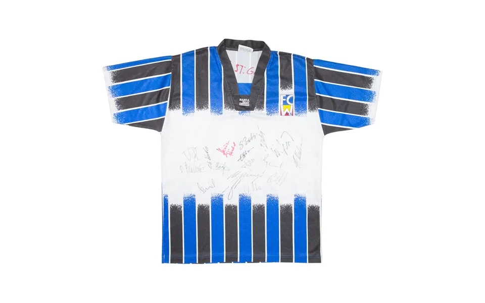 Marka Sport Signed Mens Football Shirt Jersey Blue 90s L