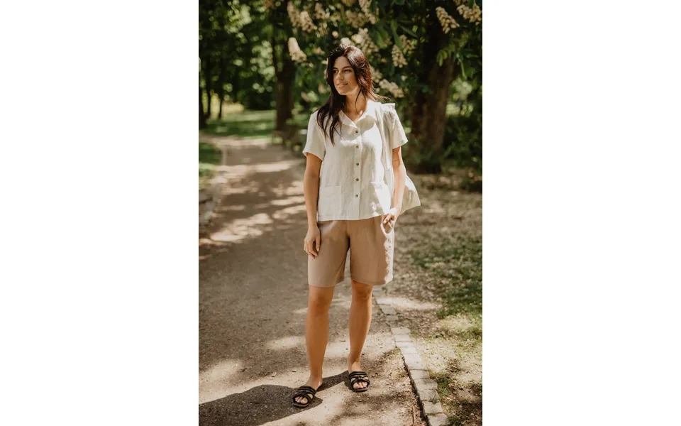 Matilda Long Linen Shorts In Rosy Brown Size L