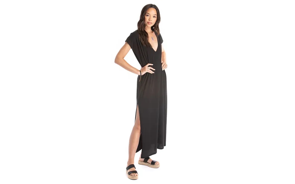Maxi V Neck Dress - Black Size Small