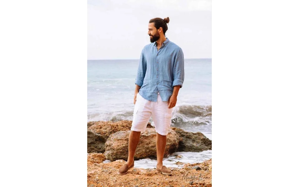 Men's Linen Shirt Nevada - Ocean Blue Size S