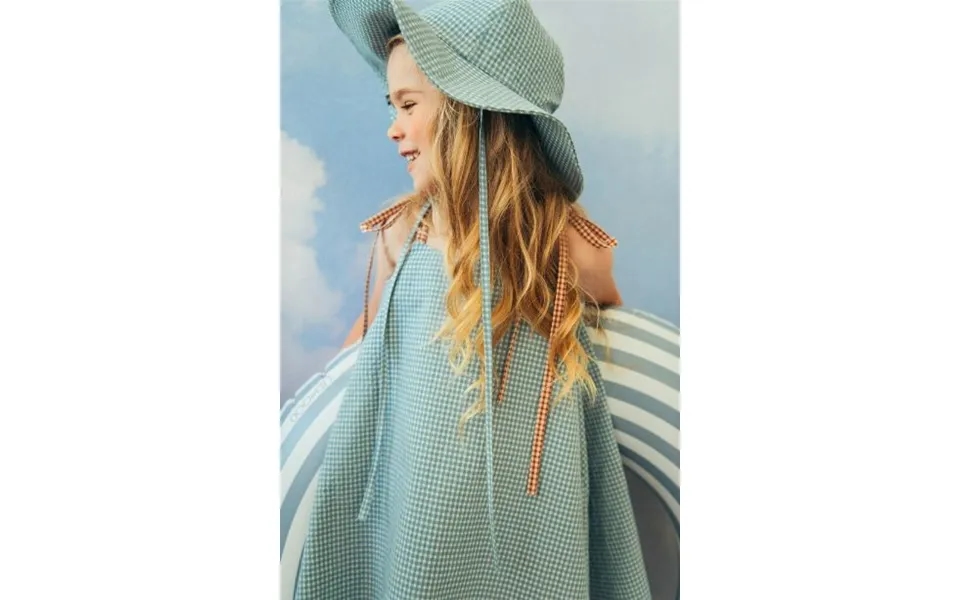 Mint Checkered Kid's Sun Hat Size 4-8 Years