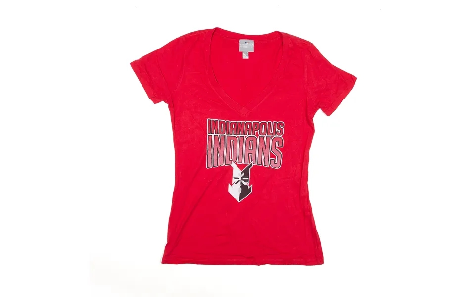 Mlb Indianapolis Indians Baseball T-shirt Red Usa V-neck Short Sleeve Womens L