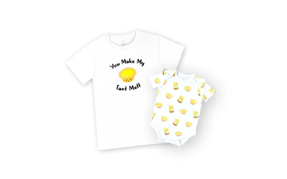 Mommy & Me Set Organic Cotton T-shirt Onesie - Egg Tart Size Egg Tart Adult Tee In M Onesie In 3-6m