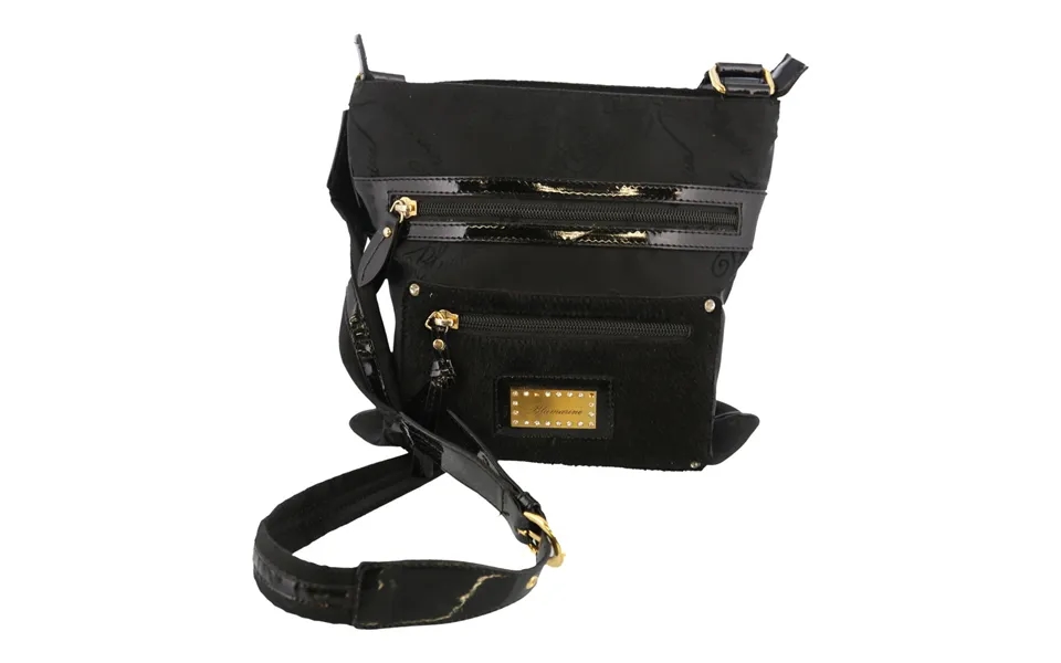 Monogram Print Blumarine Spellout Crossbody Bag - No Size Black Polyester