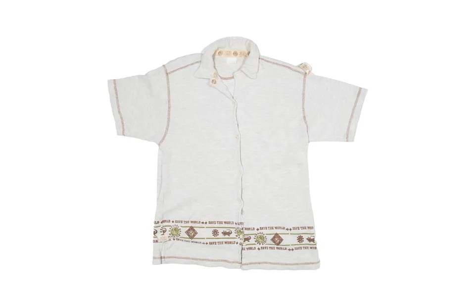 Natural Clothing Save The World Shirt Grey Plain Short Sleeve Womens M