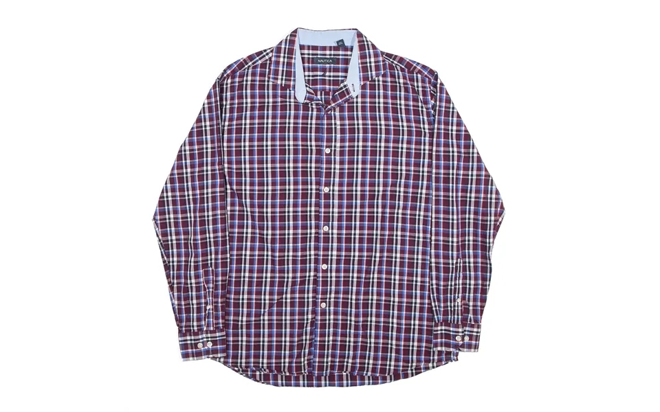 Nautica Flannel Shirt Red Check Long Sleeve Mens L