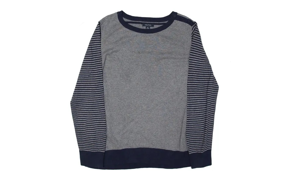 Nautica Jumper Grey Striped Mens Xl