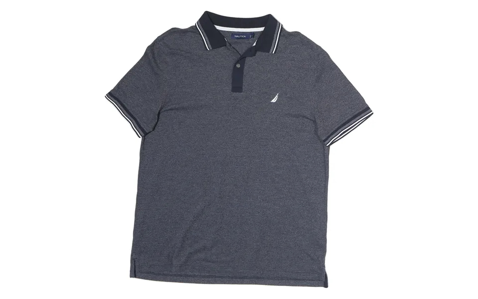Nautica Mens Blue Polo Shirt Short Sleeve Plain L Classic Cotton Summer