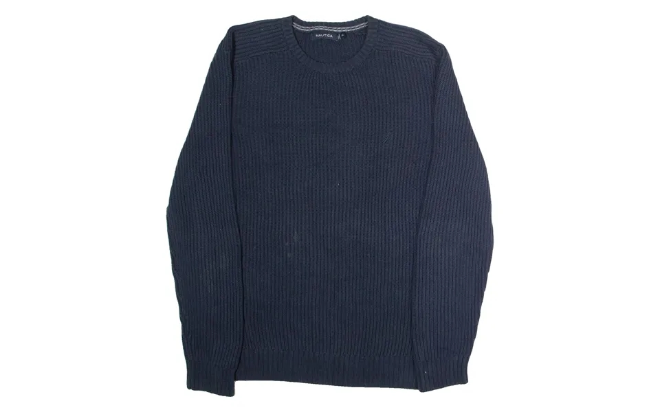 Nautica Mens Jumper Blue Crew Neck Chunky Knit Xl