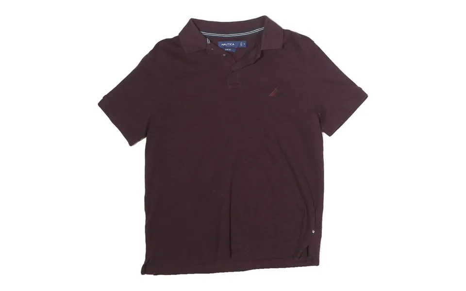 Nautica Mens Maroon Slim Fit Short Sleeve Plain S Cotton Polo Shirt Casual