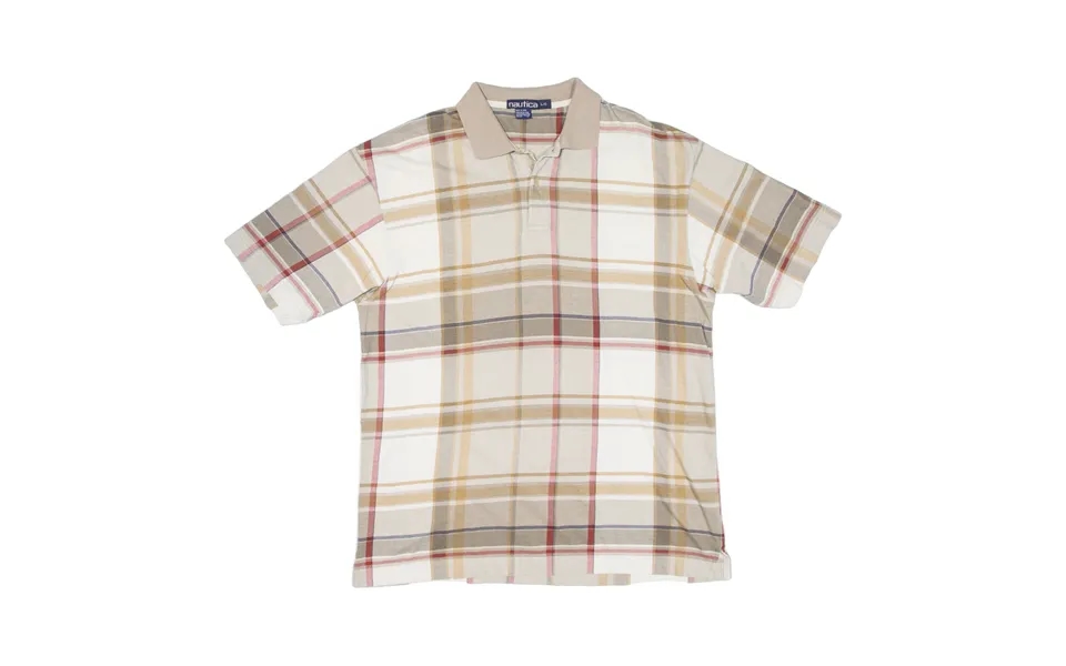 Nautica Mens Polo Shirt Beige Check L