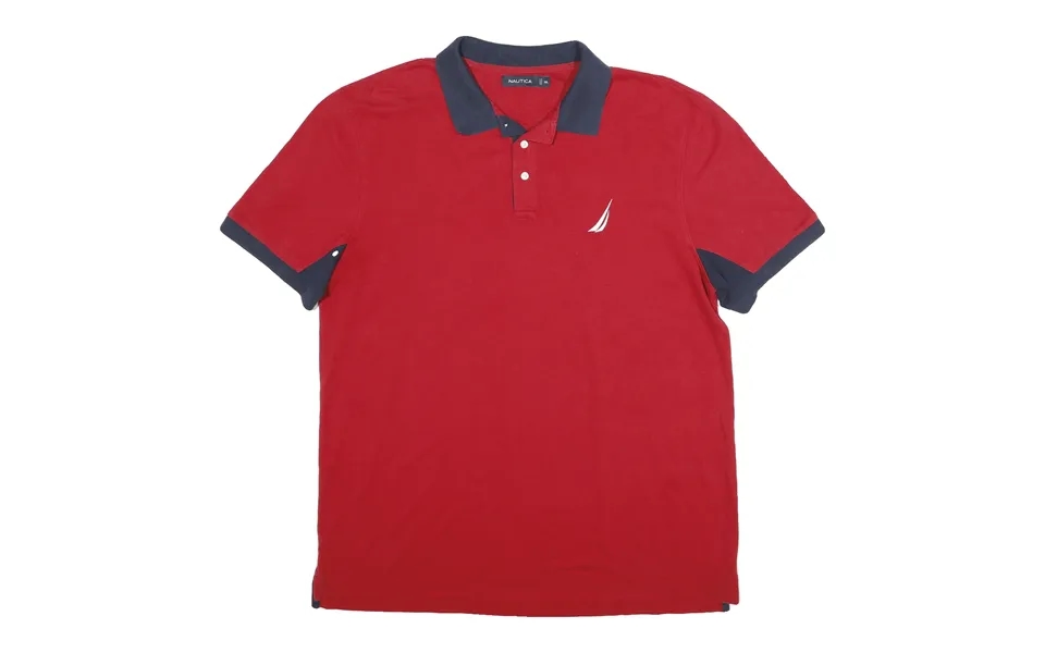 Nautica Mens Red & Navy Polo Shirt Short Sleeve Plain 2xl Cotton Casual