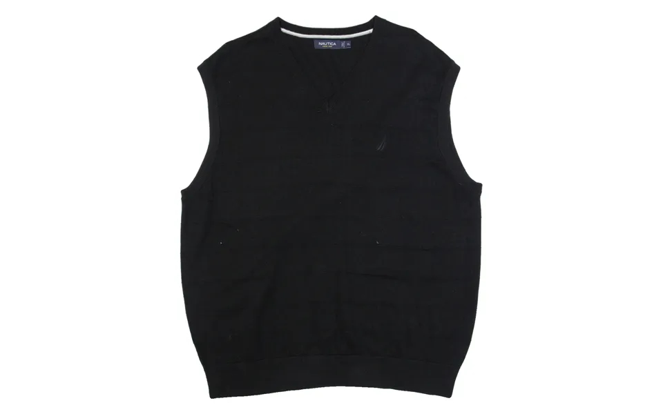 Nautica Mens Vest Black V-neck Tight Knit Sleeveless Xl