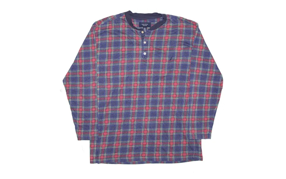 Nautica Sleepwear Blue Check Long Sleeve T-shirt Mens M