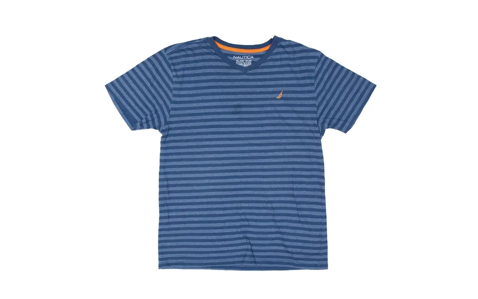 Nautica Striped T-shirt Blue V-neck Short Sleeve Boys Xl