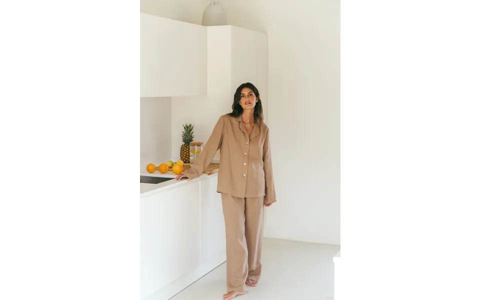 Nightly Long Sleeve Pajama Set In Rosy Brown Size S