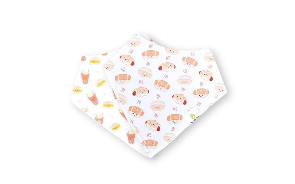 Organic Cotton Bandana Bibs 2pcs Set - Bakery Buns Iced Tea