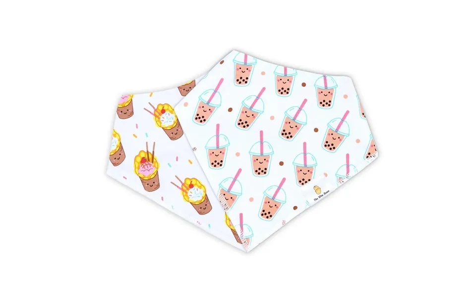 Organic Cotton Bandana Bibs 2pcs Set - Boba & Egg Waffle