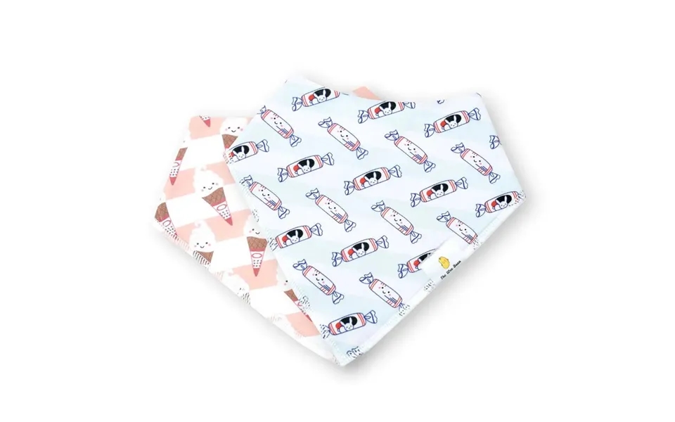 Organic Cotton Bandana Bibs 2pcs Set - Bunny Candy Ice Cream Design Lucky Cat Duo