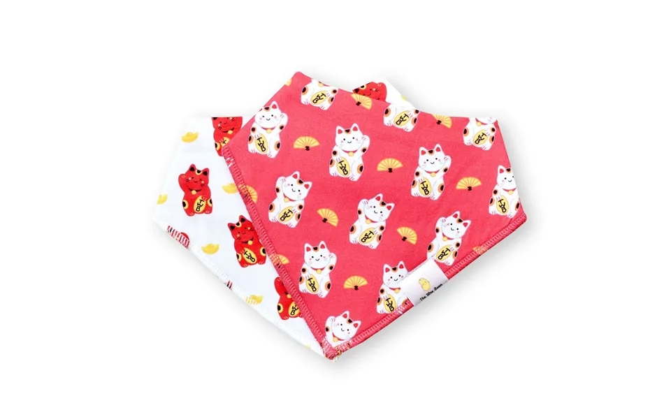 Organic Cotton Bandana Bibs 2pcs Set - Lucky Cat Duo