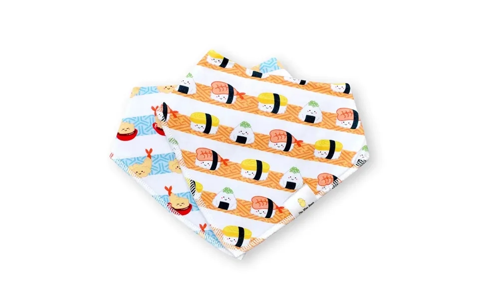 Organic Cotton Bandana Bibs 2pcs Set - Sushi Tempura