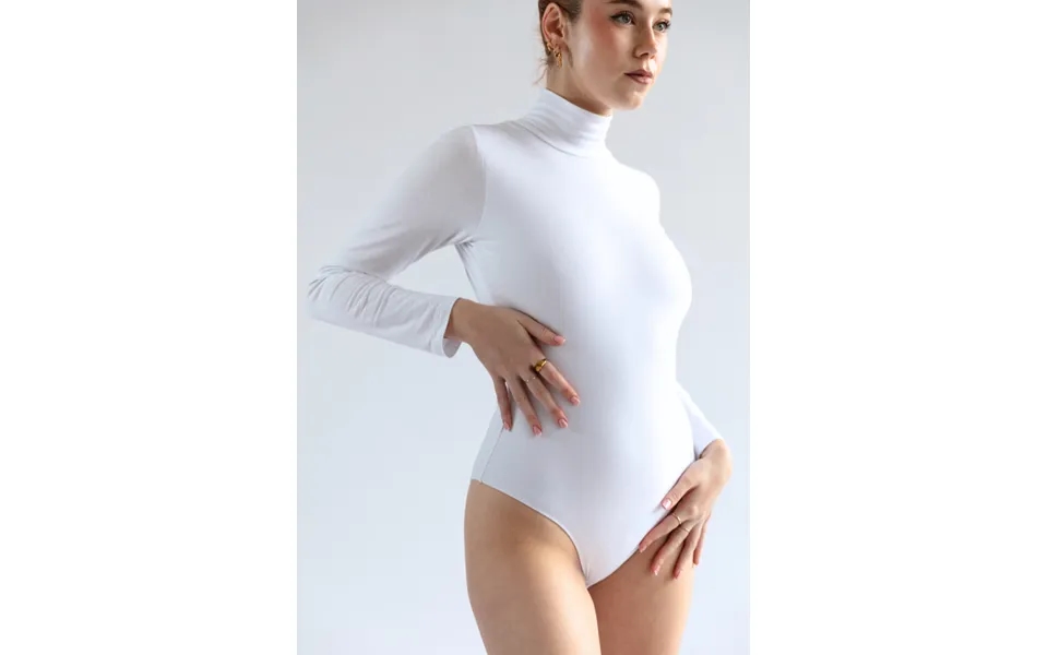 Organic Cotton Turtleneck Bodysuit - White Size