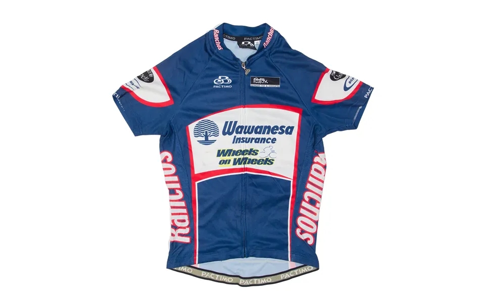 Pactimo Cycling Full Zip Ranchos Wheels On Wheels T-shirt Blue Short Sleeve Mens Xs