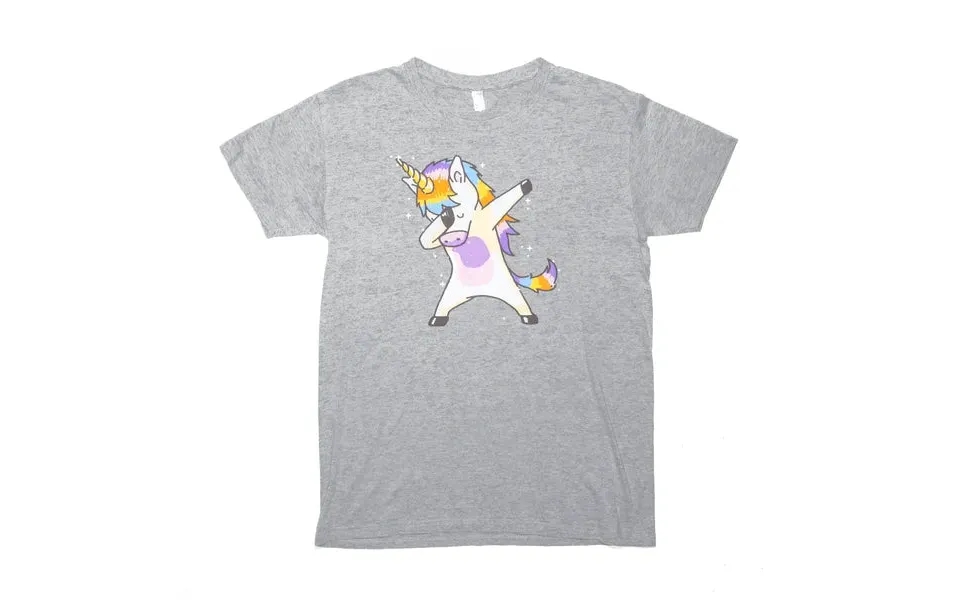 Pampling Unicorn Dab Grey Short Sleeve T-shirt Mens M