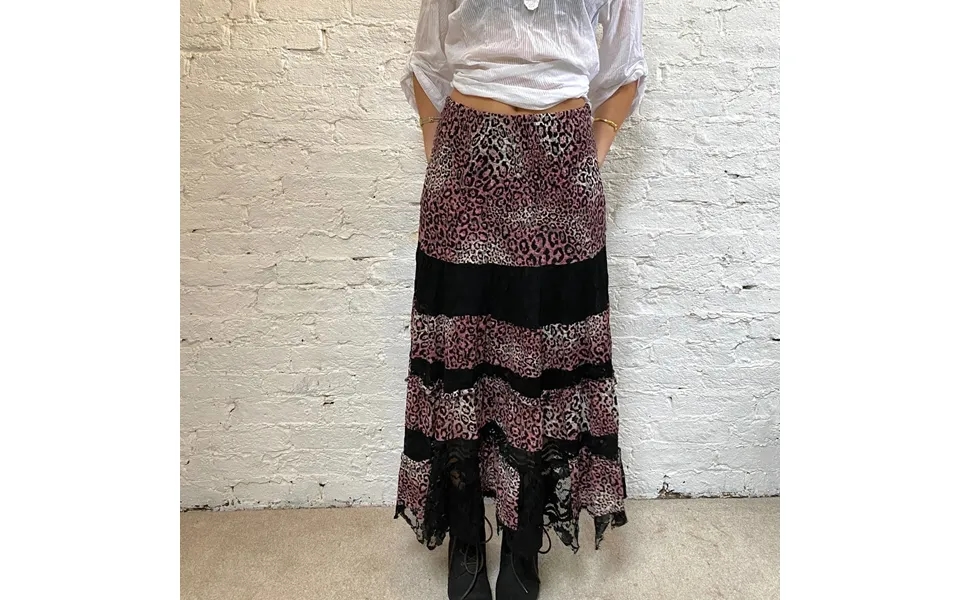 Patrizia Bruschi Animal Print Maxi Skirt - 36w Uk 16 Pink Viscose Blend