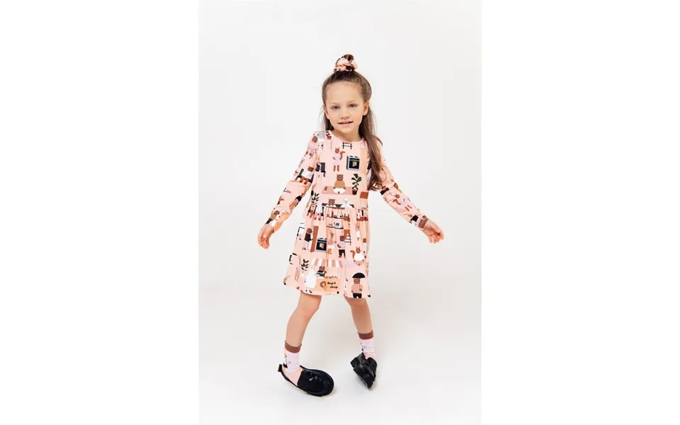 Pink Long Sleeve Girl's Dress - City Print Size 1-2