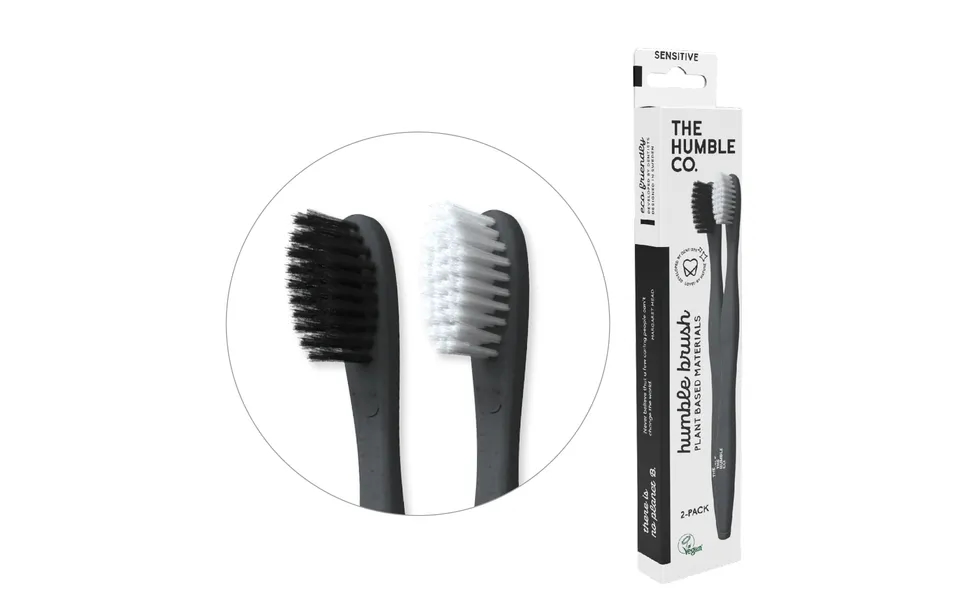 Plant Based Toothbrush 2-pack - Sensitive White Black