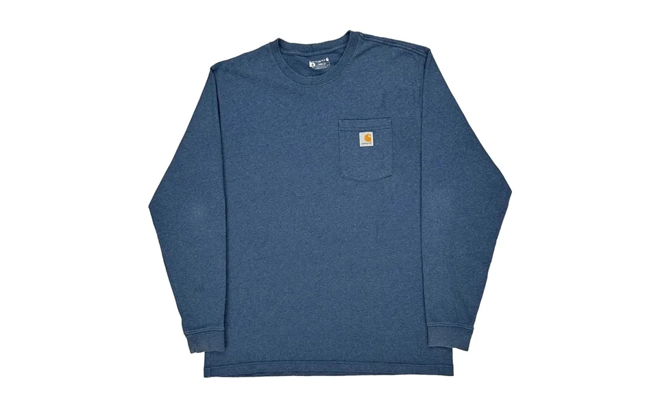 Pocket Carhartt Tall Long Sleeve T-shirt - Large Blue Cotton Blend