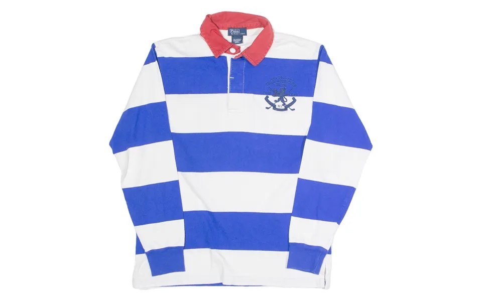Polo Ralph Lauren Boys Polo Shirt Blue Colourblock Long Sleeve 10-11y