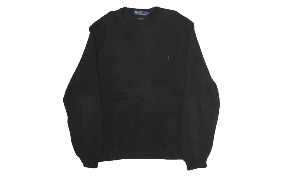 Polo Ralph Lauren Mens Black Jumper Pullover Plain Crew Neck Cotton 2xl