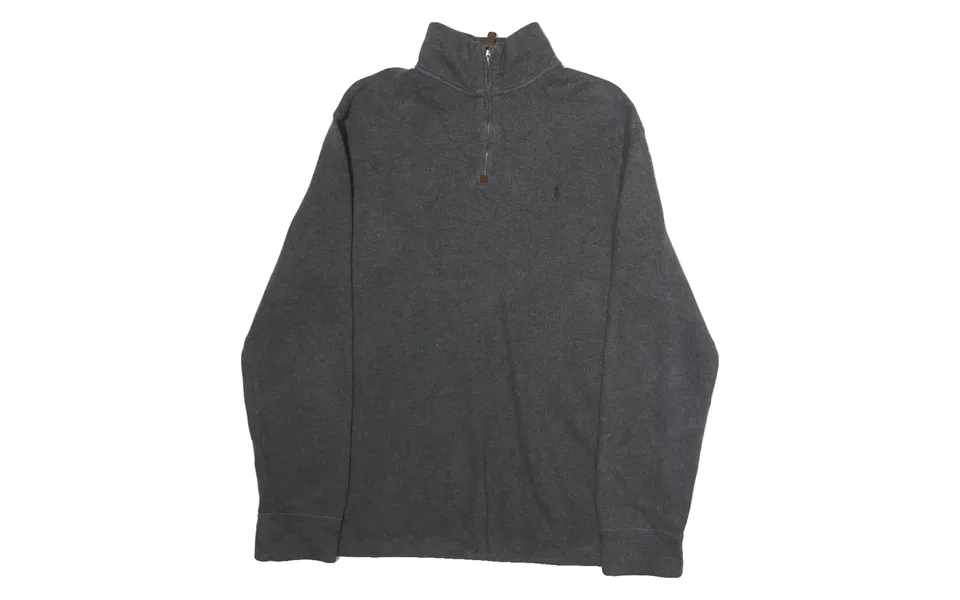 Polo Ralph Lauren Mens Grey Pullover Plain Crew Neck Basic Knit Jumper L Cotton