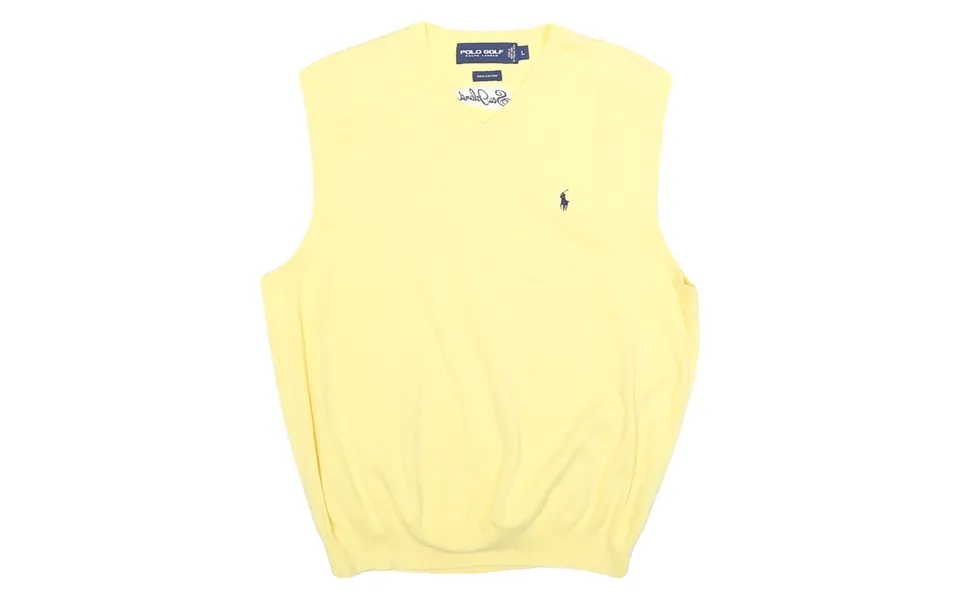 Polo Ralph Lauren Mens Yellow Cotton Plain V-neck Regular Fit Sleeveless Jumper