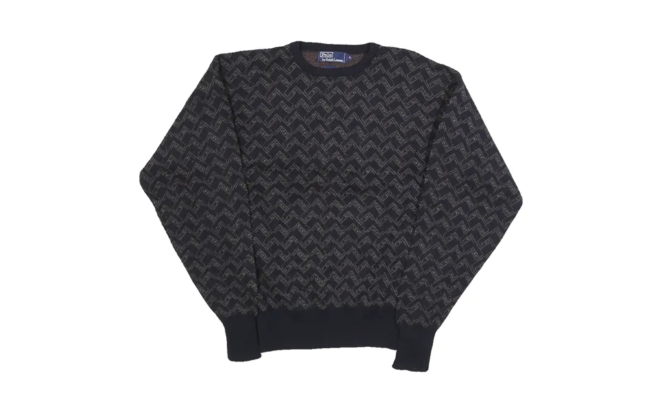 Polo Ralph Lauren Womens Navy Patterned Wool Jumper Crew Neck Cable Knit Xl