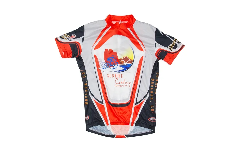 Primal Cycling Full Zip Sunrise Century T-shirt Red Short Sleeve Womens L