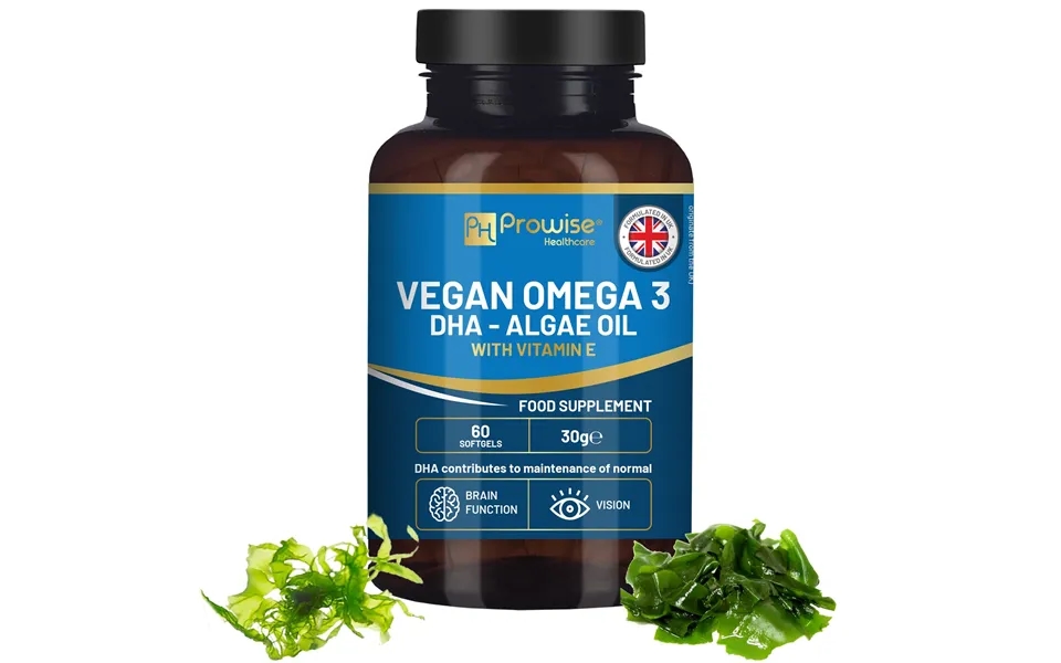 Prowise Vegan Omega-3 Dha From Algae Oil 60 Softgels With Vitamin E 400mg Dha 10mg Vitamin E 100% Plant-based Supports B