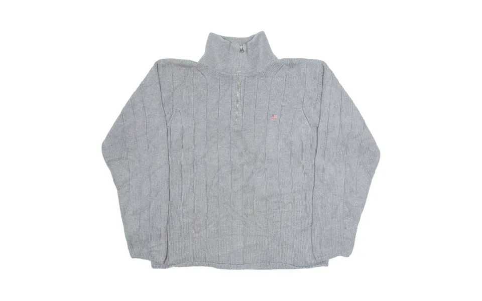 Ralph Lauren Polo Jeans Company Mens Heavy Knit Jumper Grey 1 4 Zip Tight Knit L