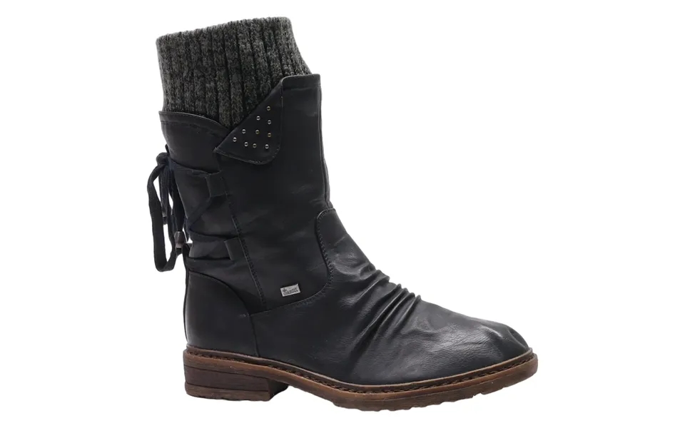 Rieker High Boots Black Leather Womens Uk 6