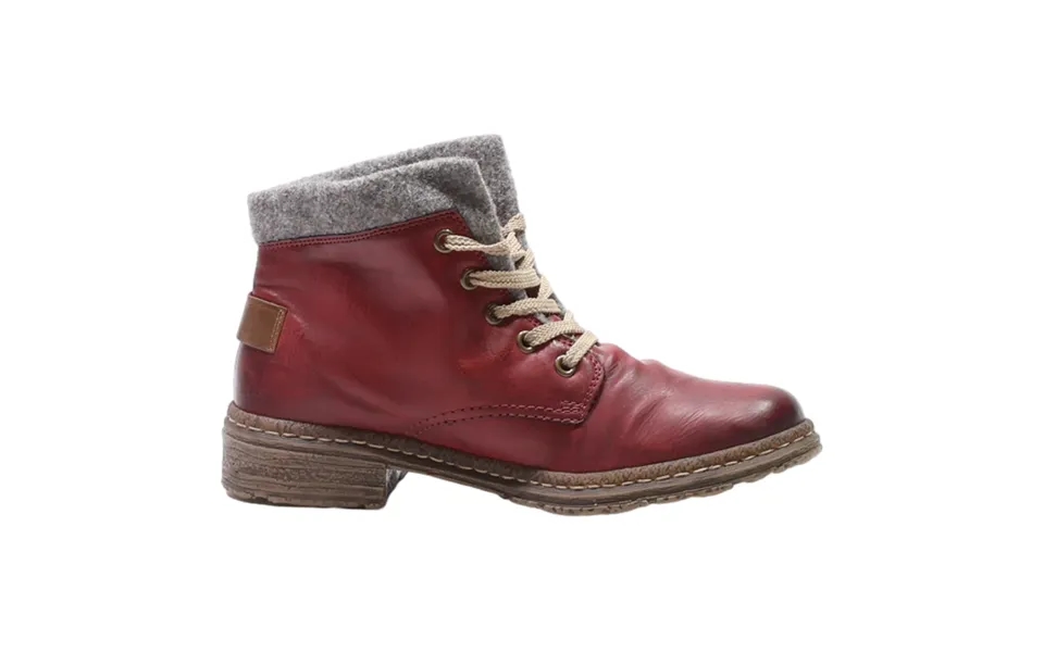 Rieker Lace-up Boots Maroon Leather Womens Uk 4